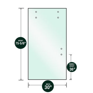 FHC 3/8" Clear Tempered Glass for Napa Shower Slider - 30" x 75-5/8" - Prep for 8" Handle