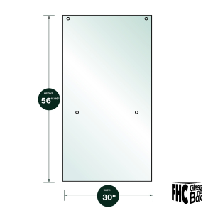 FHC 3/8" Clear Tempered Glass For PDK Shower Slider 30" x 56-15/16" - Prep for 24" CTC Towel Bar