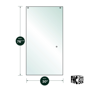 FHC 3/8" Clear Tempered Glass For PDK Shower Slider 30" x 76-15/16" - Prep for Finger Pull