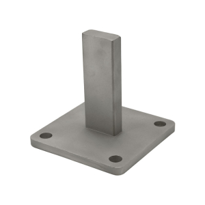 FHC Post Stanchion with 5" Square Base For 1" x 2" Rectangular Rail - Mill Stainless Steel
