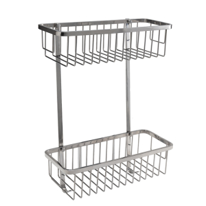 FHC Stainless Steel Double Basket Drilled Shower Caddy - Chrome
