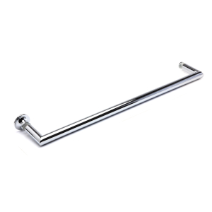 FHC 18" Tubular Mitered Corner Single Sided Towel Bar with Classic Knob on One End - Polished Chrome