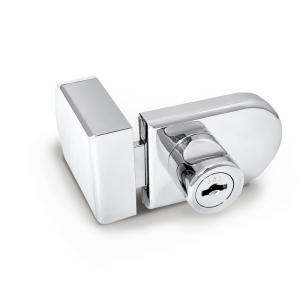 FHC UV Bond No-Drill Glass Showcase Lock for Single Overlay Doors - Chrome