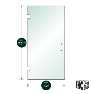 FHC 3/8" Clear Tempered Glass For Venice/Carolina SD Hinge 32" x 75-9/16" - Prep for 8" CTC Handle