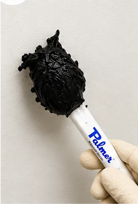 Golf-ball-sized mound of mirror mastic on the Mastic Stik